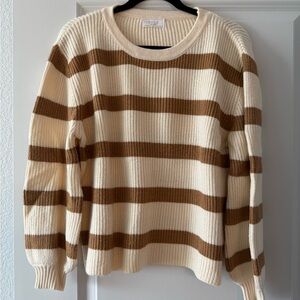 Sage Cream and Brown Striped Sweater